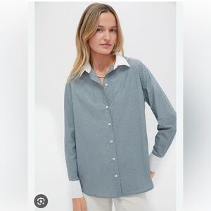 NWT Green Stripe Nadine Boyfriend Button Down